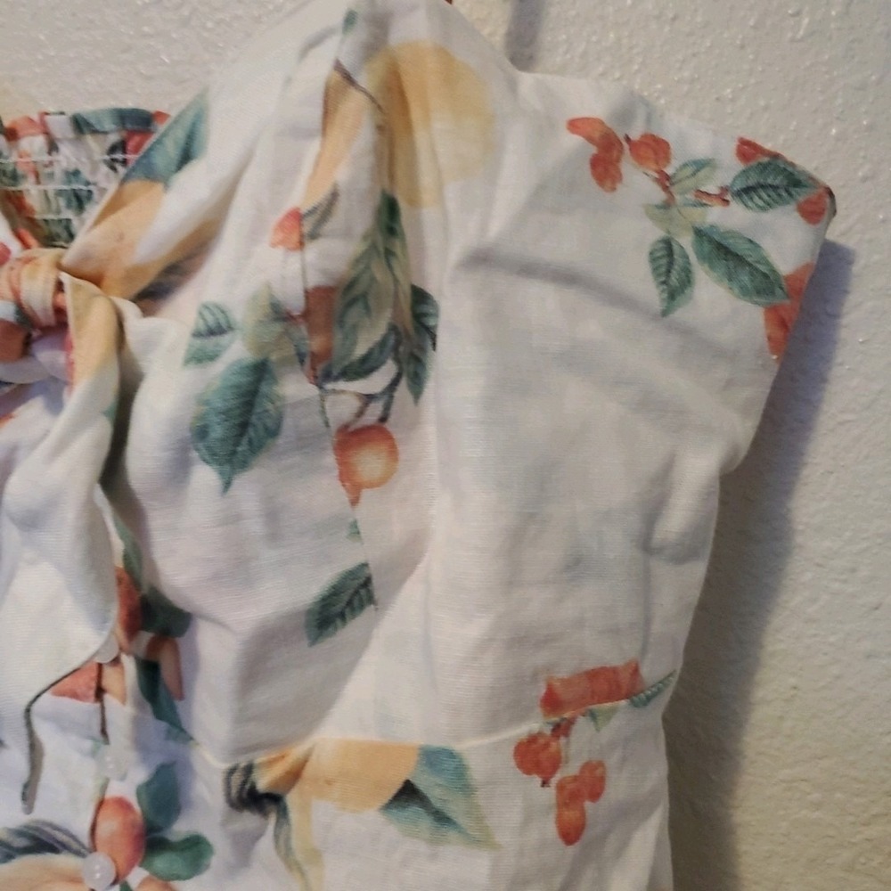 Sofia Jeans Sz XL Knot Front Peplum  Top White sleeveless linen Adjustable Strap - Picture 5 of 16